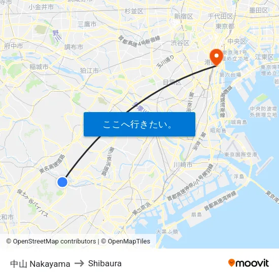 中山 Nakayama to Shibaura map
