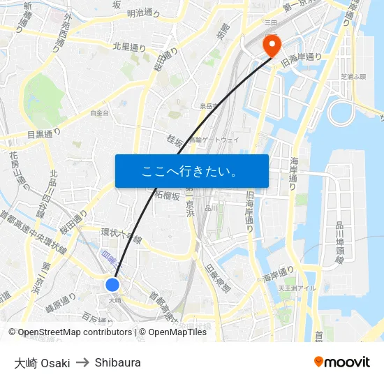 大崎 Osaki to Shibaura map
