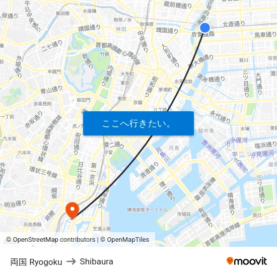 両国 Ryogoku to Shibaura map