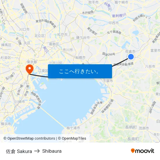 佐倉 Sakura to Shibaura map