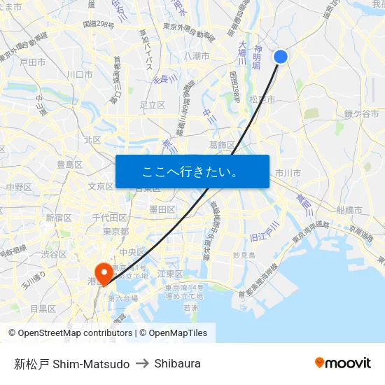 新松戸 Shim-Matsudo to Shibaura map