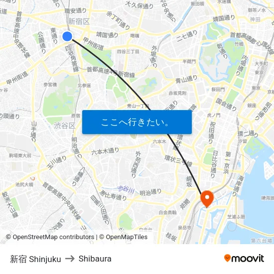 新宿 Shinjuku to Shibaura map