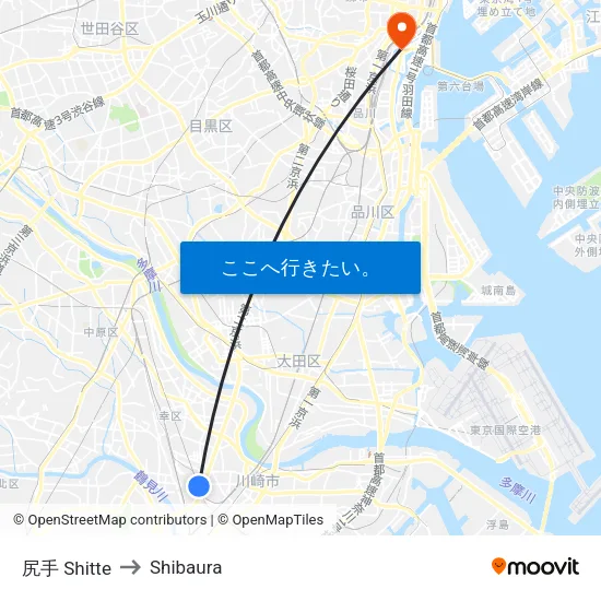 尻手 Shitte to Shibaura map