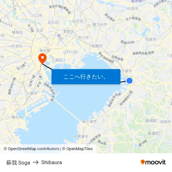 蘇我 Soga to Shibaura map