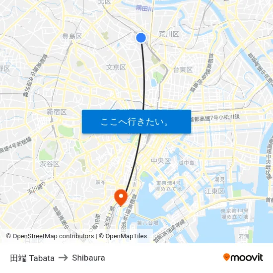 田端 Tabata to Shibaura map
