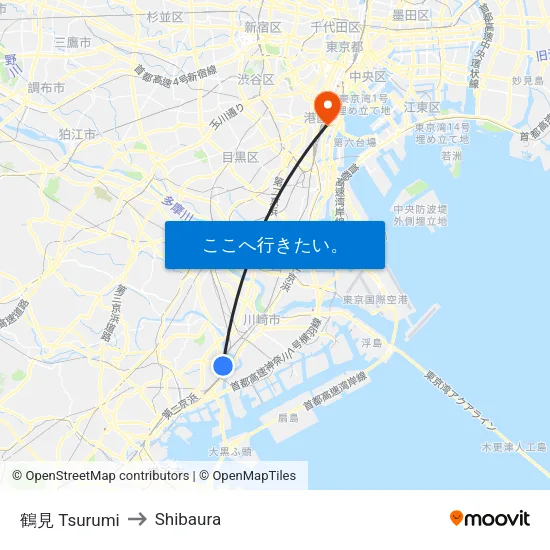 鶴見 Tsurumi to Shibaura map