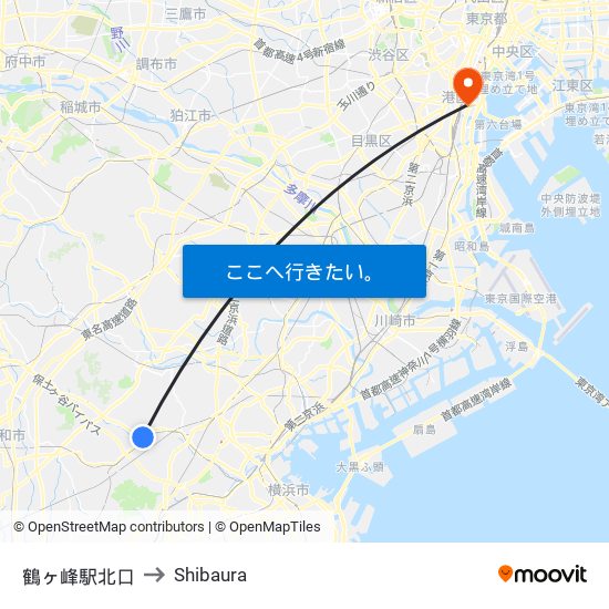 鶴ヶ峰駅北口 to Shibaura map