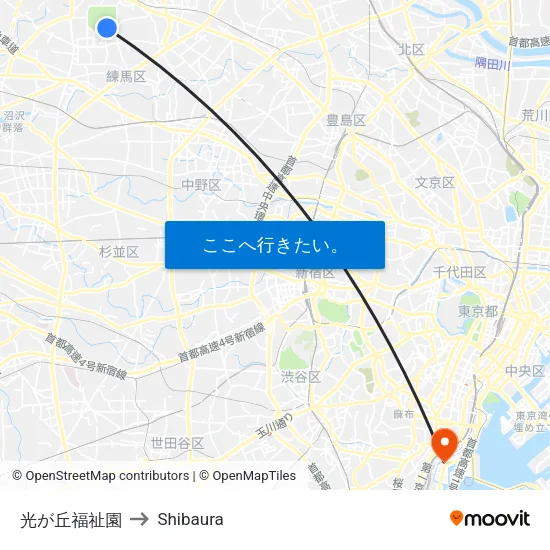 光が丘福祉園 to Shibaura map