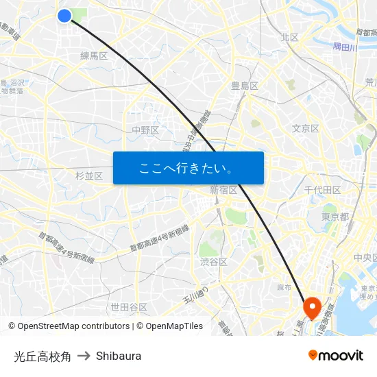 光丘高校角 to Shibaura map