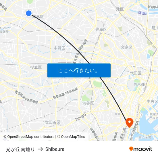 光が丘南通り to Shibaura map