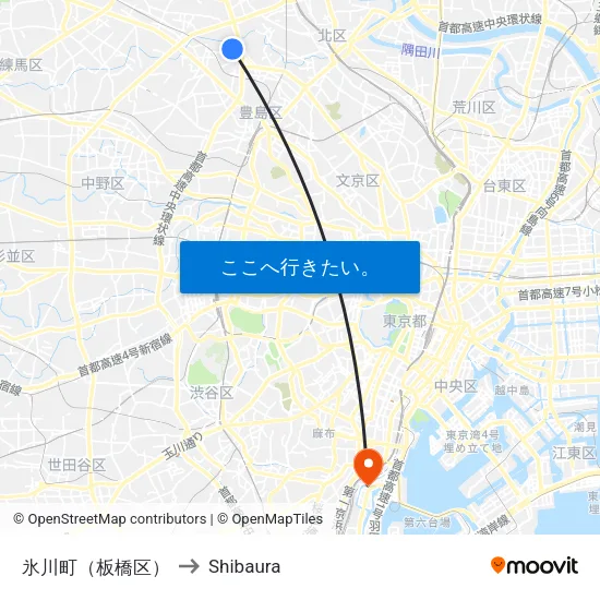 氷川町（板橋区） to Shibaura map