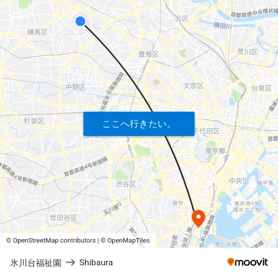 氷川台福祉園 to Shibaura map