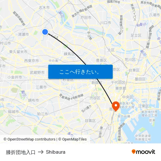 膝折団地入口 to Shibaura map