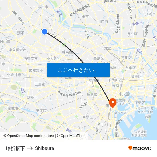 膝折坂下 to Shibaura map