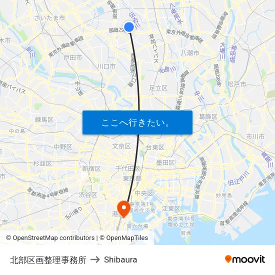 北部区画整理事務所 to Shibaura map