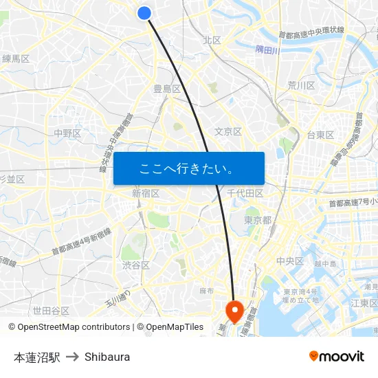 本蓮沼駅 to Shibaura map