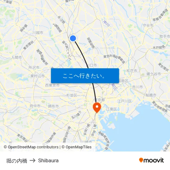 堀の内橋 to Shibaura map