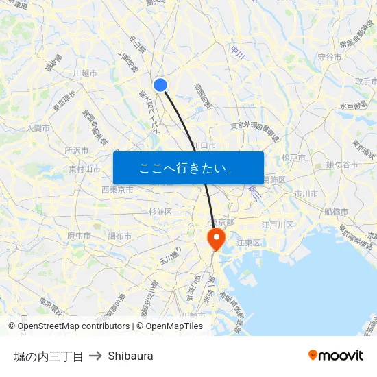 堀の内三丁目 to Shibaura map