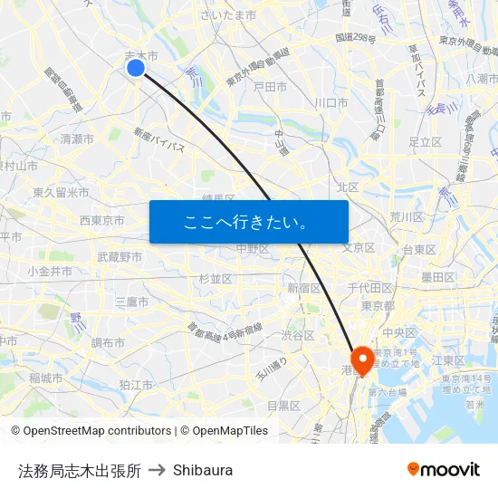 法務局志木出張所 to Shibaura map