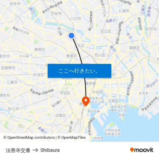 法善寺交番 to Shibaura map