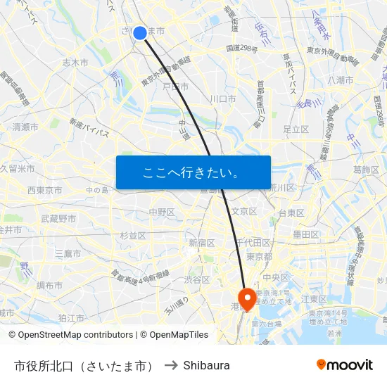 市役所北口（さいたま市） to Shibaura map