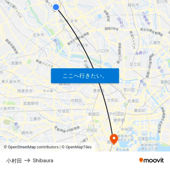 小村田 to Shibaura map