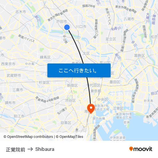 正覚院前 to Shibaura map