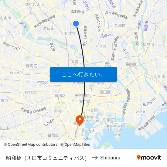 昭和橋（川口市コミュニティバス） to Shibaura map
