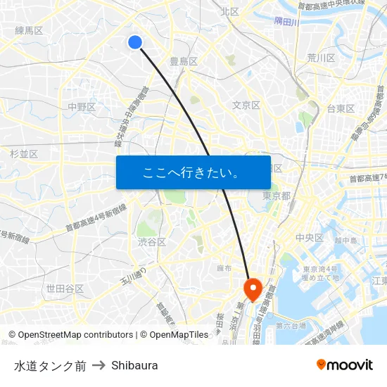 水道タンク前 to Shibaura map