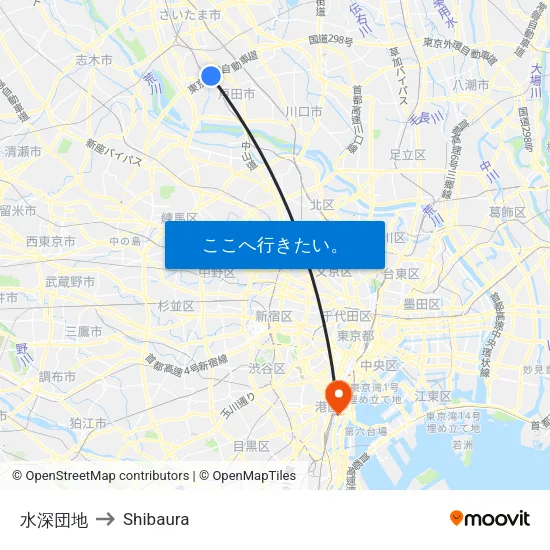 水深団地 to Shibaura map