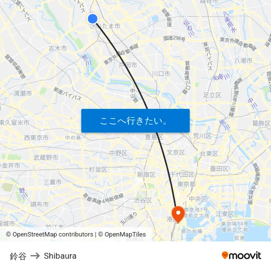 鈴谷 to Shibaura map