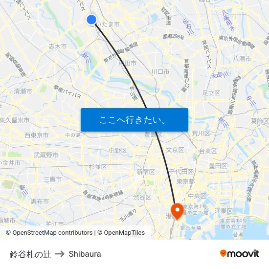 鈴谷札の辻 to Shibaura map