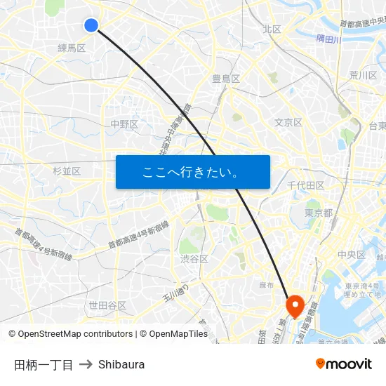 田柄一丁目 to Shibaura map