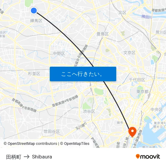 田柄町 to Shibaura map