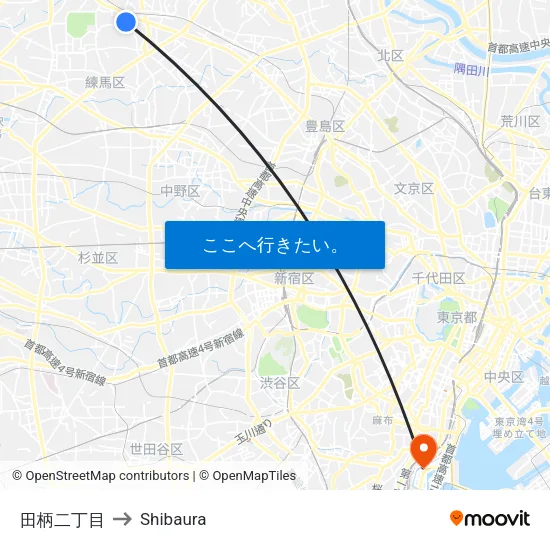 田柄二丁目 to Shibaura map