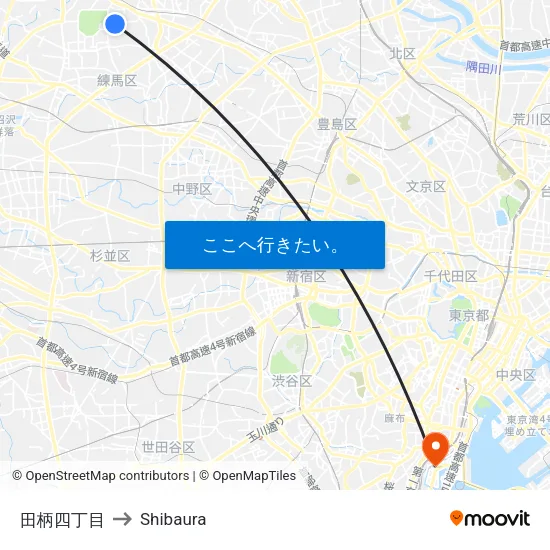 田柄四丁目 to Shibaura map