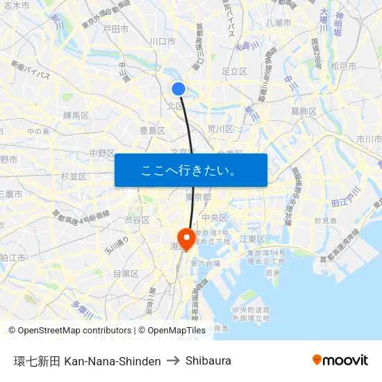 環七新田 Kan-Nana-Shinden to Shibaura map