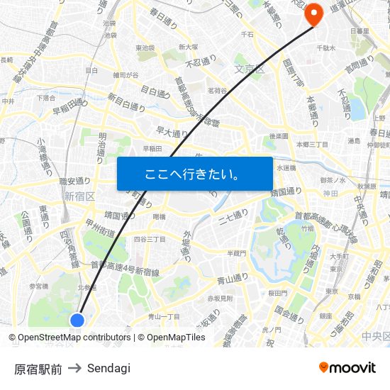 原宿駅前 to Sendagi map