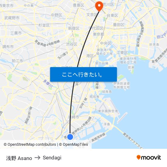 浅野 Asano to Sendagi map