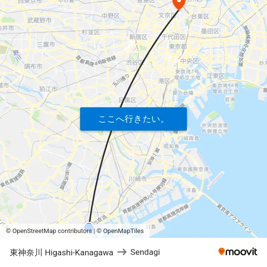 東神奈川 Higashi-Kanagawa to Sendagi map