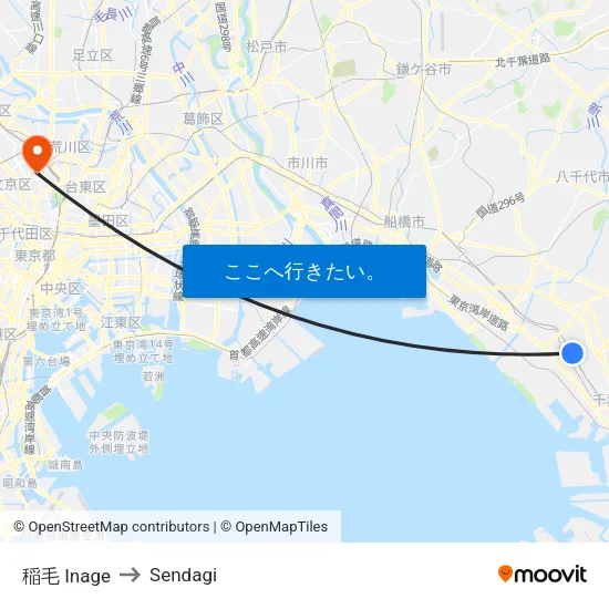 稲毛 Inage to Sendagi map