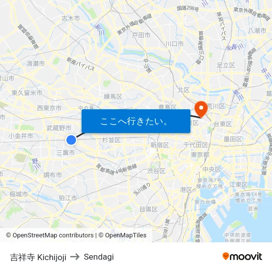 吉祥寺 Kichijoji to Sendagi map