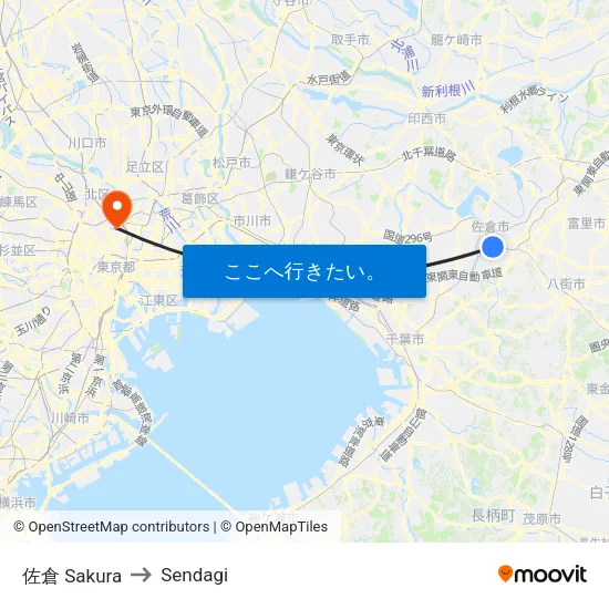 佐倉 Sakura to Sendagi map