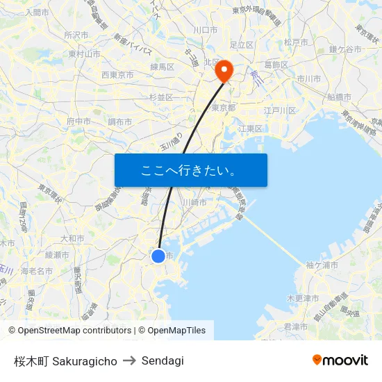 桜木町 Sakuragicho to Sendagi map