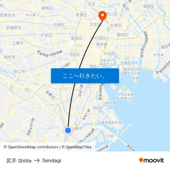 尻手 Shitte to Sendagi map