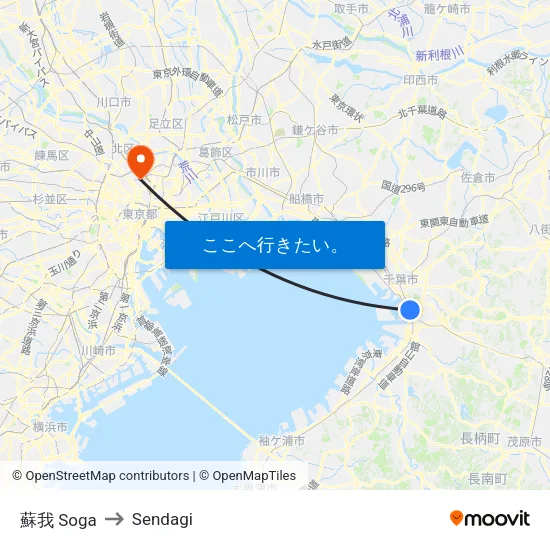 蘇我 Soga to Sendagi map