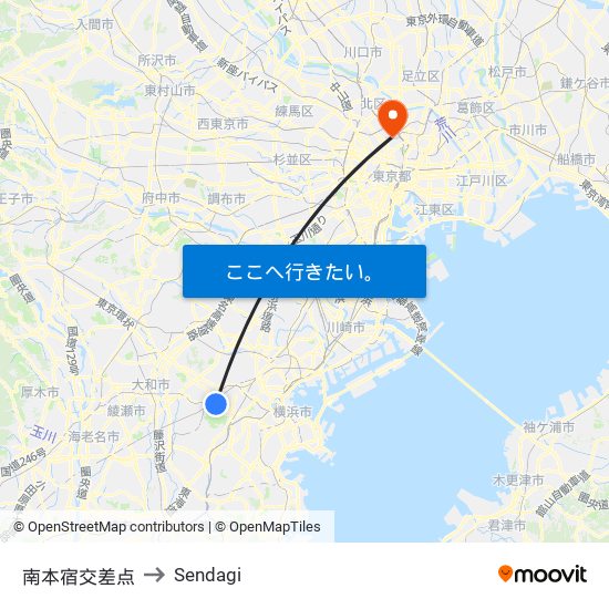 南本宿交差点 to Sendagi map