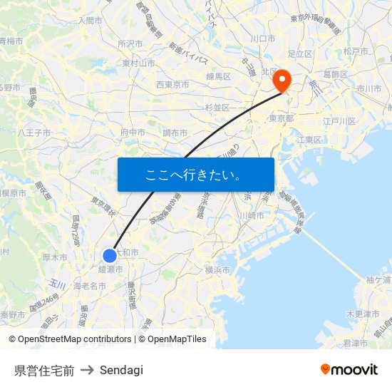 県営住宅前 to Sendagi map