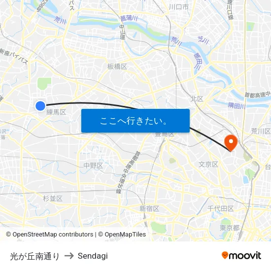 光が丘南通り to Sendagi map