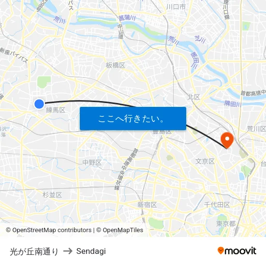光が丘南通り to Sendagi map